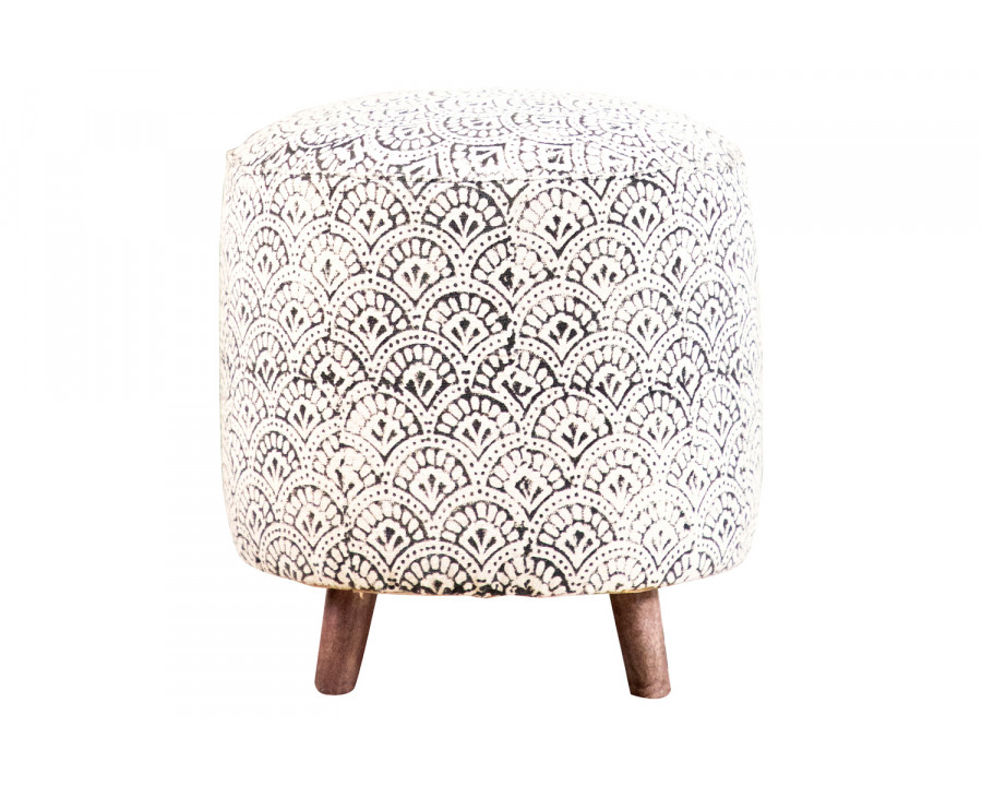 Coaster - Round Upholstered Accent Stool in Cream/Black