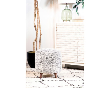 Coaster - Round Upholstered Accent Stool in Cream/Black