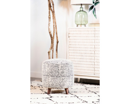 Coaster - Round Upholstered Accent Stool in Cream/Black