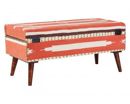 Coaster Upholstered Storage Bench - Orange/Beige