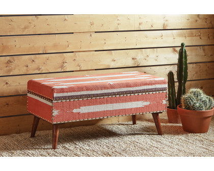 Coaster Upholstered Storage Bench - Orange/Beige