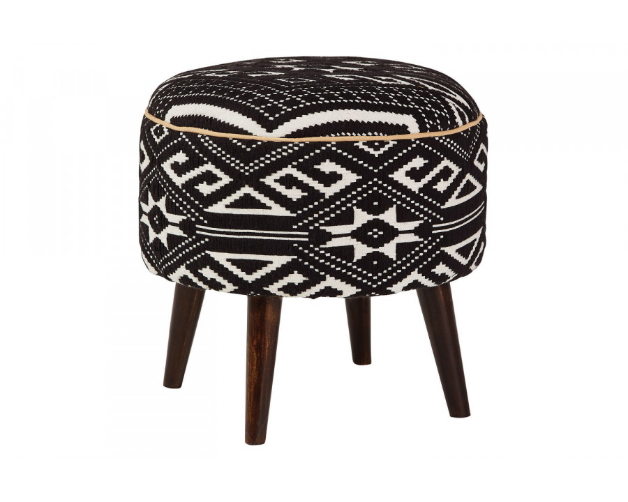 Coaster - Round Upholstered Ottoman in Black/White