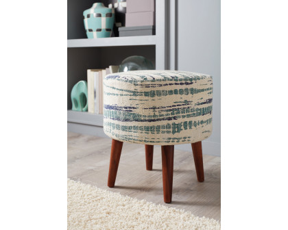 Coaster - Round Accent Stool in Blue/White