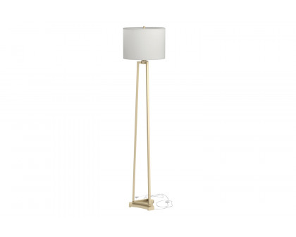 Coaster - Drum Shade Floor Lamp in White/Gold