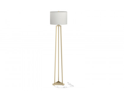 Coaster - Drum Shade Floor Lamp in White/Gold