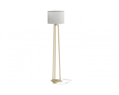 Coaster - Drum Shade Floor Lamp in White/Gold