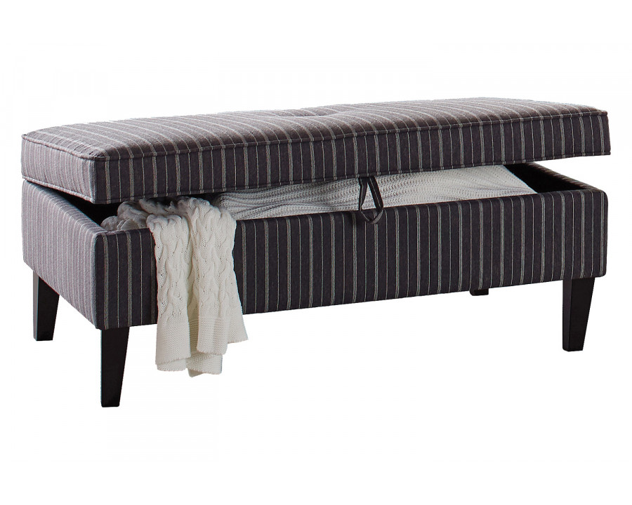 Coaster - Rectangular Upholstered Storage Ottoman in Black/White