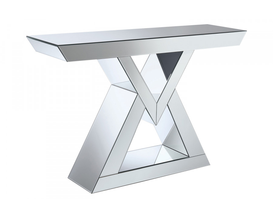 Coaster - Console Table With Triangle Base in Clear Mirror