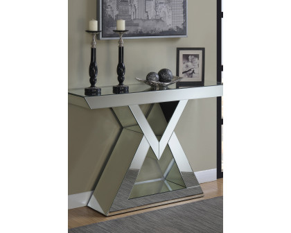 Coaster - Console Table With Triangle Base in Clear Mirror