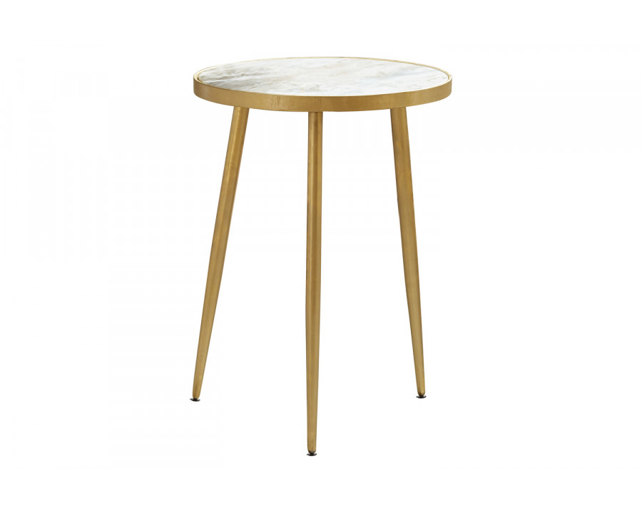 Coaster - Round Accent Table in White/Gold