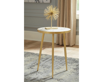 Coaster - Round Accent Table in White/Gold