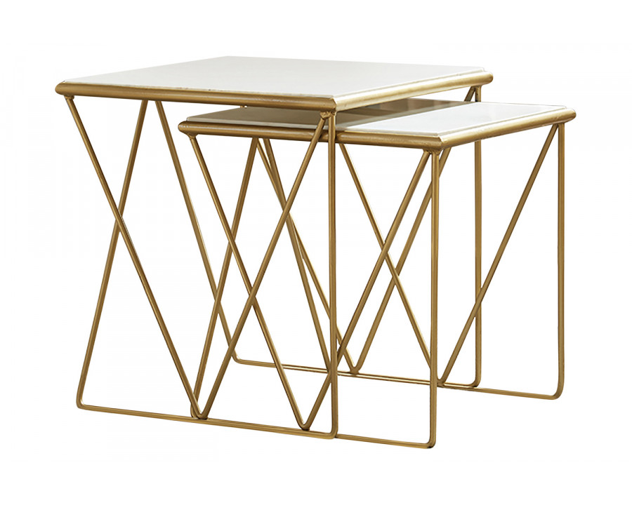 Coaster - 2-Piece Nesting Table Set in White/Gold