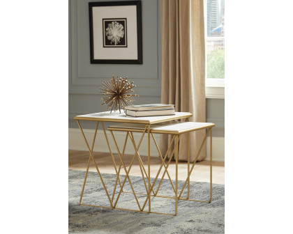 Coaster - 2-Piece Nesting Table Set in White/Gold