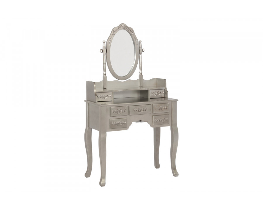 Coaster - 2-Piece Vanity Set in Metallic Silver/White