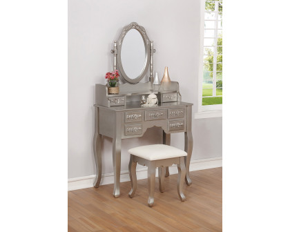 Coaster - 2-Piece Vanity Set in Metallic Silver/White