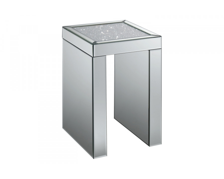 Coaster - Square Chairside Table in Clear Mirror