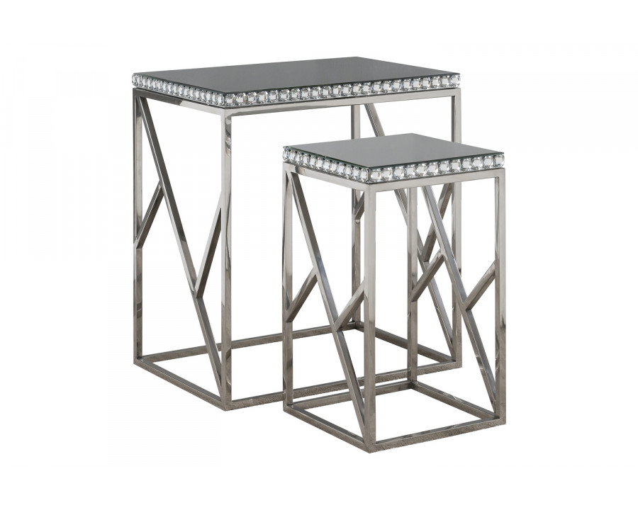 Coaster - 2-Piece Mirror Top Nesting Tables in Silver