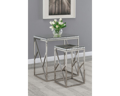 Coaster - 2-Piece Mirror Top Nesting Tables in Silver