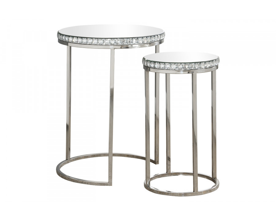 Coaster - Bleker 2-Piece Round Nesting Table in Silver