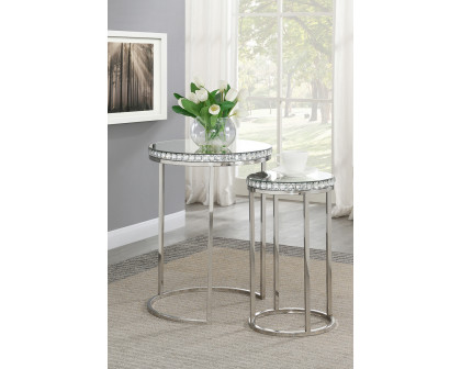 Coaster - Bleker 2-Piece Round Nesting Table in Silver