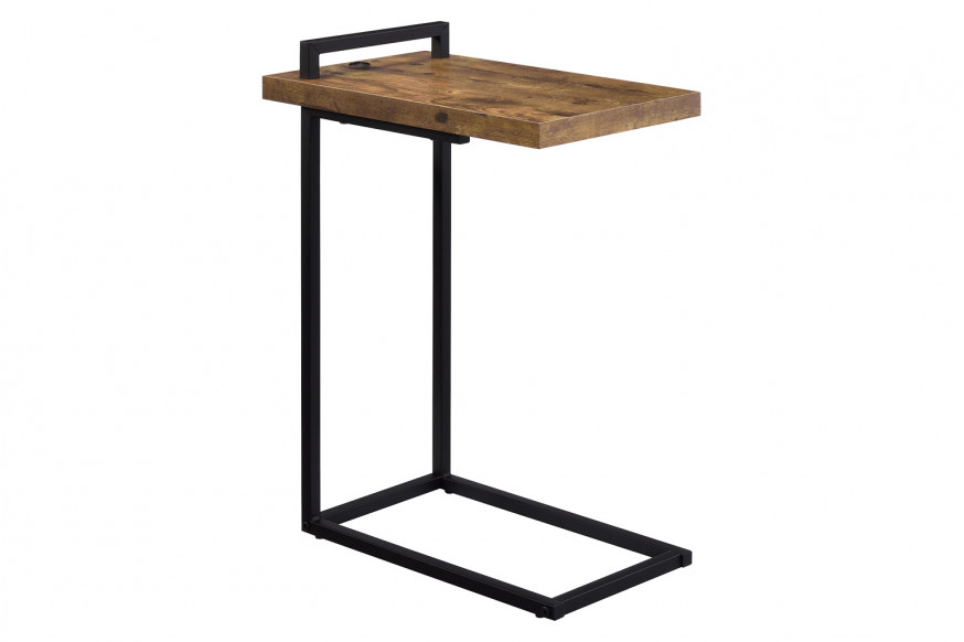 Coaster™ C-Shaped Accent Table with Usb Charging Port - Antique Nutmeg/Black