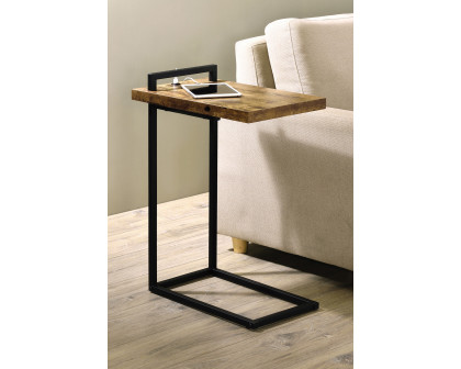 Coaster™ C-Shaped Accent Table with Usb Charging Port - Antique Nutmeg/Black