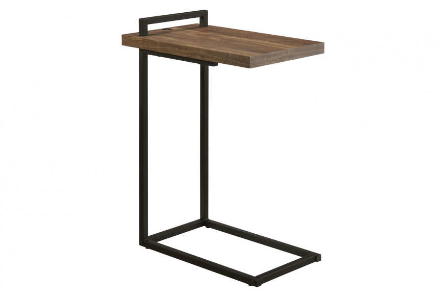 Coaster™ C-Shaped Accent Table with Usb Charging Port - Aged Walnut/Black