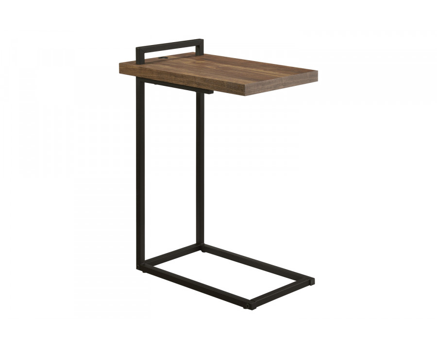 Coaster C-Shaped Accent Table with Usb Charging Port - Aged Walnut/Black