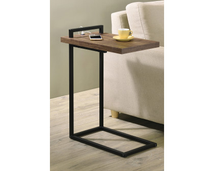 Coaster™ C-Shaped Accent Table with Usb Charging Port - Aged Walnut/Black