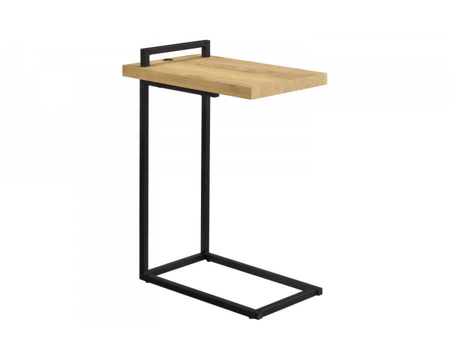 Coaster C-Shaped Accent Table with Usb Charging Port - Golden Oak/Black