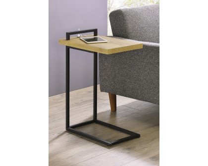 Coaster C-Shaped Accent Table with Usb Charging Port - Golden Oak/Black