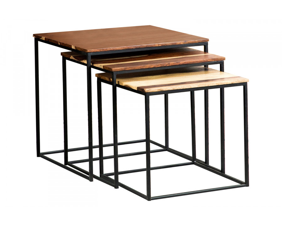 Coaster - 3-Piece Square Nesting Tables in Natural/Black