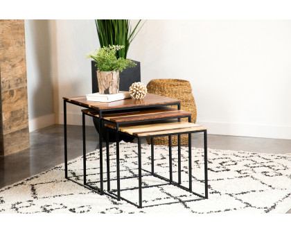 Coaster - 3-Piece Square Nesting Tables in Natural/Black