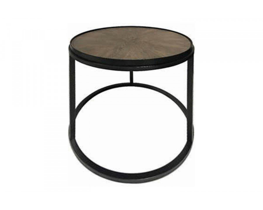 Coaster - Round End Table in Weathered Elm/Gunmetal