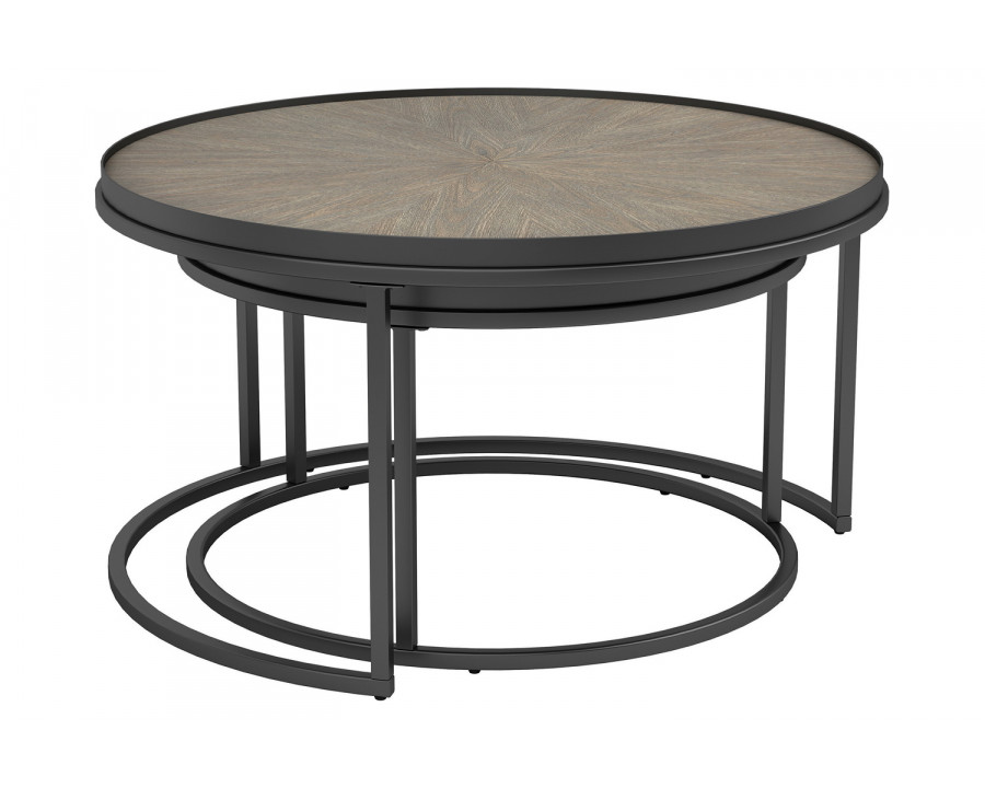 Coaster - 2-Piece Round Nesting Tables in Weathered Elm