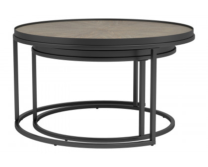 Coaster - 2-Piece Round Nesting Tables in Weathered Elm