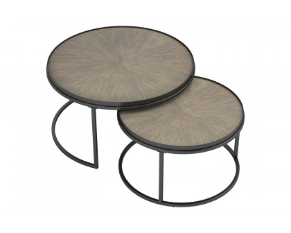 Coaster - 2-Piece Round Nesting Tables in Weathered Elm