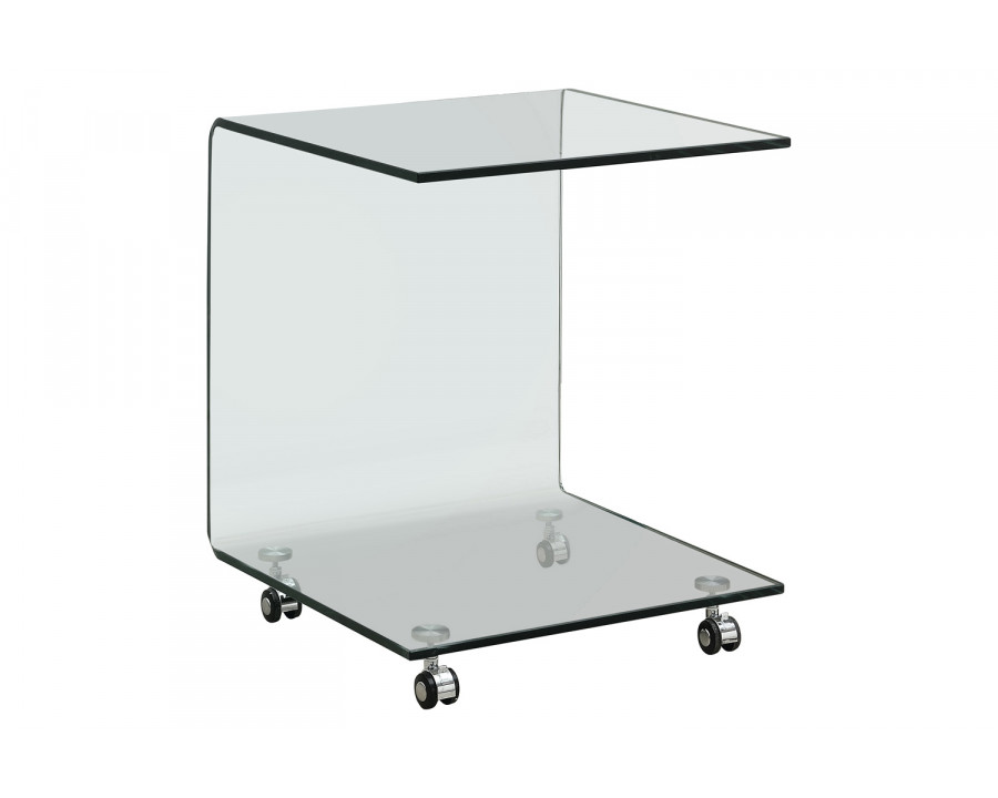 Coaster - C-Shaped Accent Table With Casters in Clear