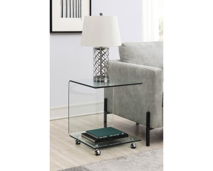 Coaster - C-Shaped Accent Table With Casters in Clear