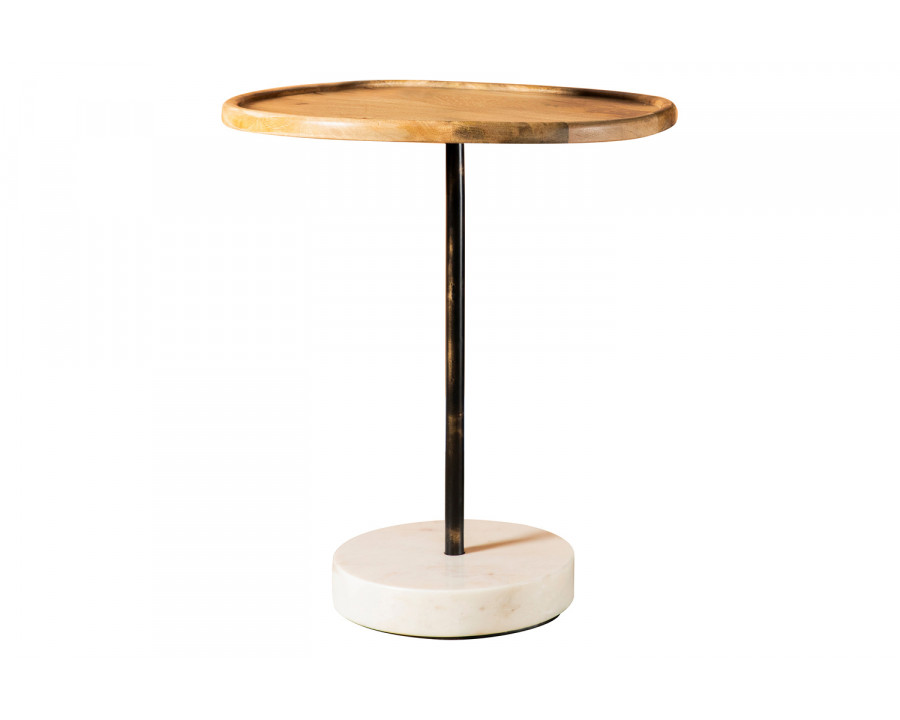 Coaster - Round Wooden Top Accent Table in Natural/White