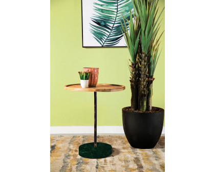 Coaster - Round Marble Base Accent Table in Natural/Green