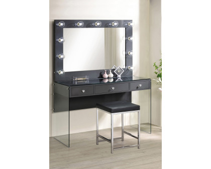 Coaster - 3-Drawer Vanity Desk With Lighting in Mirror Gray High Gloss