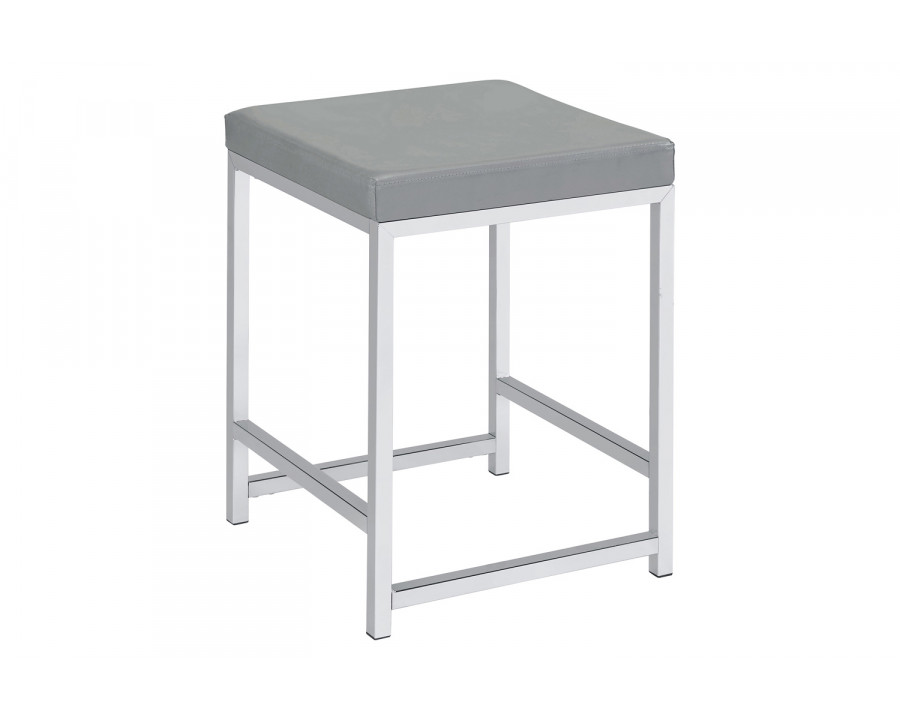 Coaster Upholstered Square Padded Cushion Vanity Stool - Light Gray