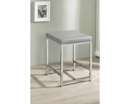 Coaster Upholstered Square Padded Cushion Vanity Stool - Light Gray