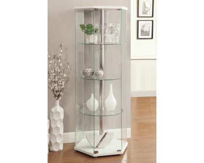 Coaster - 4-Shelf Hexagon Shaped Curio Cabinet