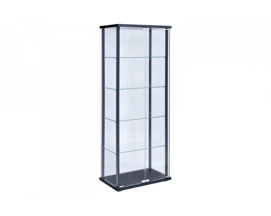 Coaster - 5-Shelf Glass Curio Cabinet in Black/Clear