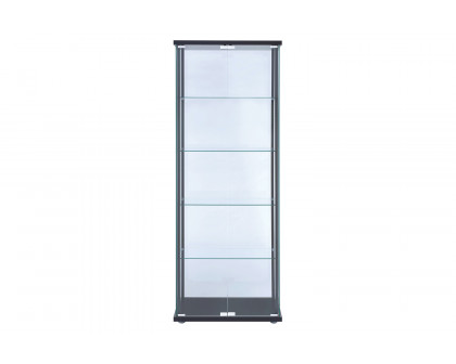 Coaster - 5-Shelf Glass Curio Cabinet in Black/Clear