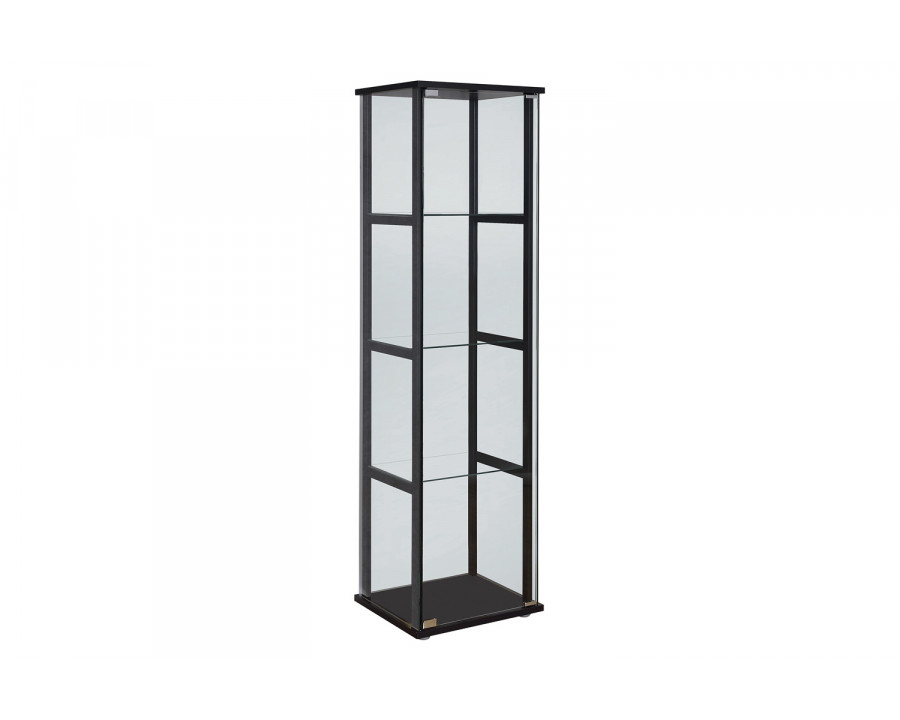 Coaster - 4-Shelf Glass Curio Cabinet in Black/Clear