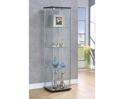 Coaster - Rectangular 4-Shelf Curio Cabinet in Cappuccino/Clear