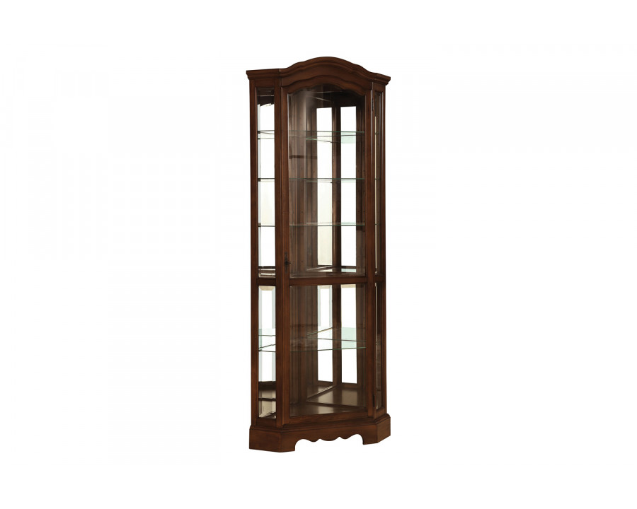 Coaster - 6-Shelf Corner Curio Cabinet in Burnished Brown